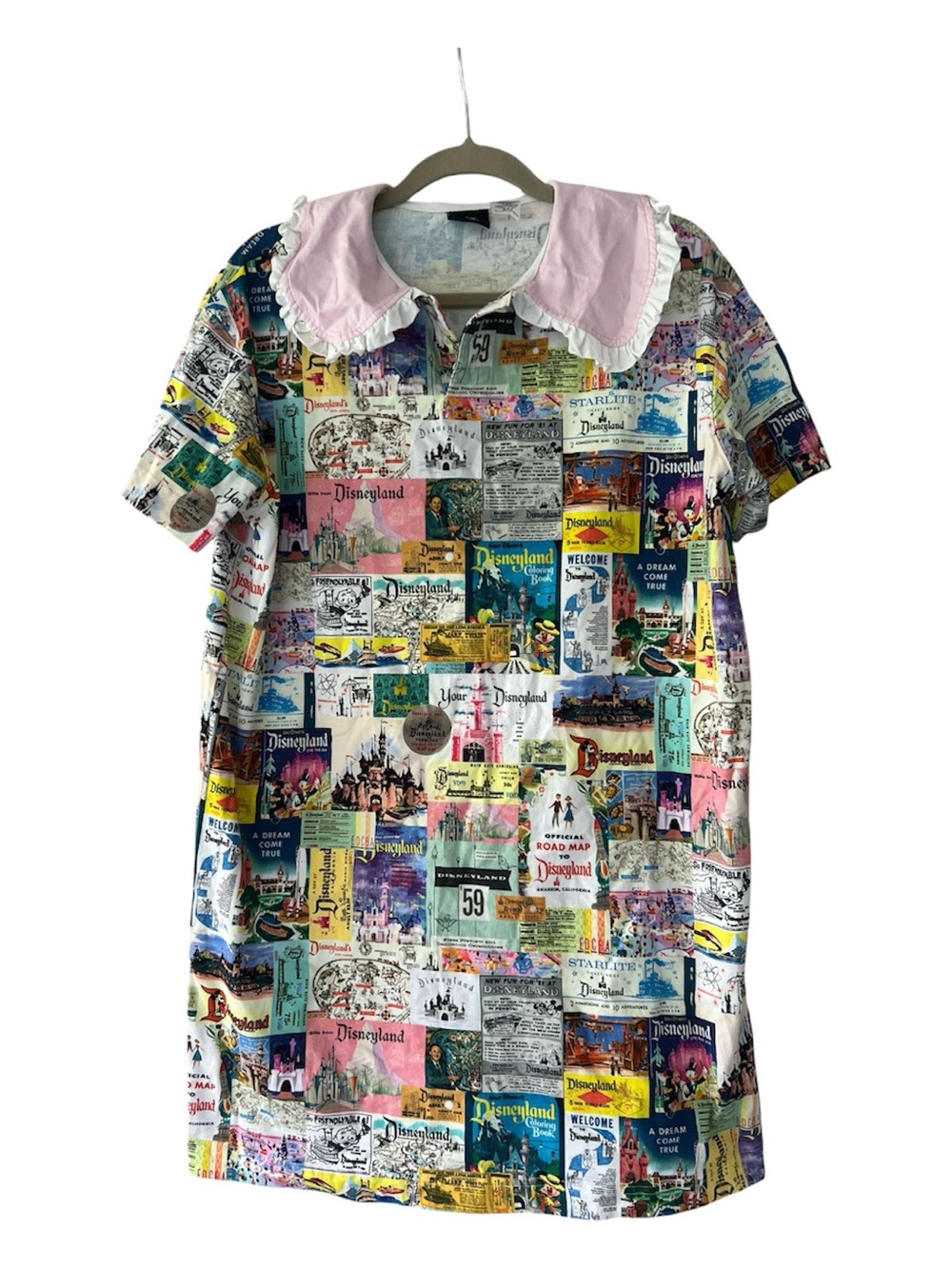 Disney Mini Dress with Collar Multicolor Disneyland Print size L